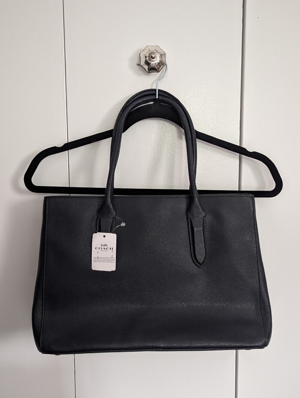 Coach Bailey Carryall Navy Leather Tote Shoulder Bag w/ Dust Bag - Picture 10 of 13